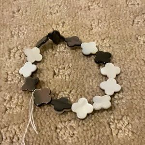 black and silver clover shaped bracelet